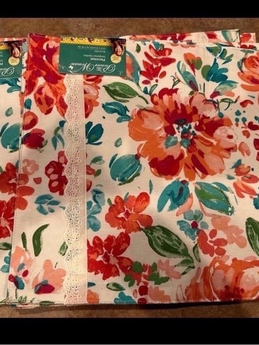 The Pioneer Woman Floral Placemat - Teal, Orange & Coral Bloom